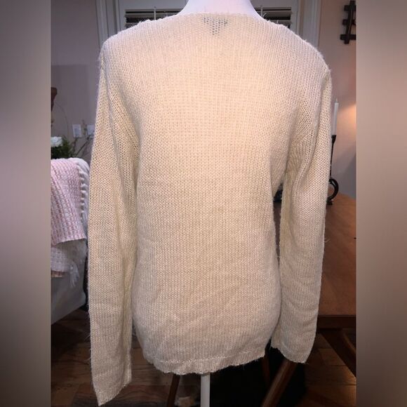 Charlotte Russe Cream Cable Knit Fisherman Y2K Sweater V-Neck Cozy Women’s M - Picture 4 of 7